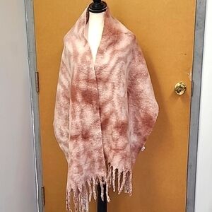 LA Express Pink Fringed Scarf/Shawl